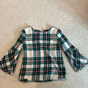 Plaid Bell Sleeve Top